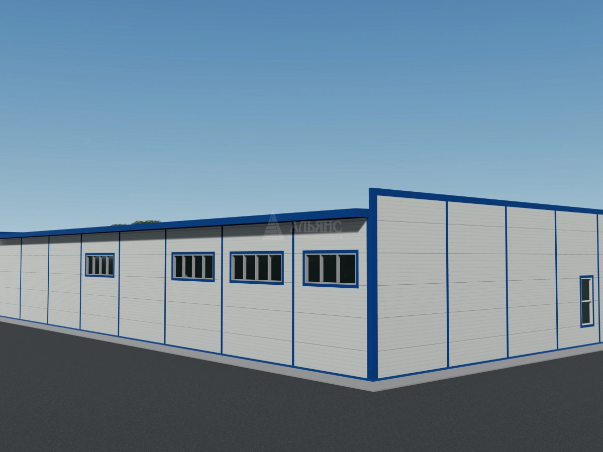 3D визуализация Производственное здание из сэндвич-панелей - фото 8