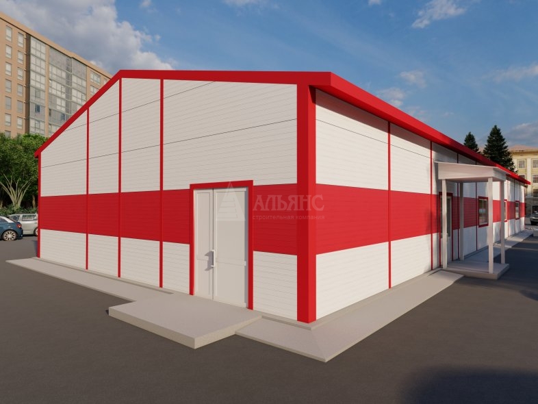 3D визуализация Магазин из сэндвич-панелей - фото 1